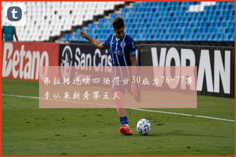弗拉格连续四场得分30成为76-77赛季以来新秀第五人